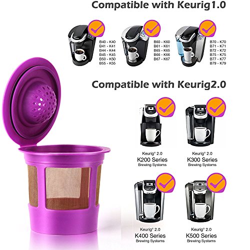 GoodCups 6 Reusable Refillable K Cups Coffee Filters Accessories for Keurig 2.0 and Classic 1.0 Brewers